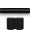 Sonos BEAM Soundbar + 2X ONE SL Surroundlautsprecher Schwarz
